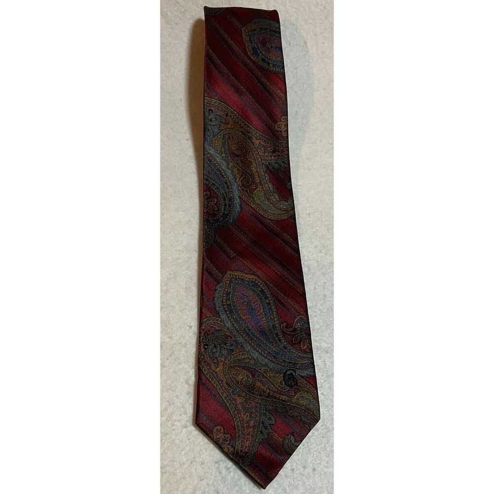 Nino Cerruti Silk Tie Red Iridescent Paisley Pattern